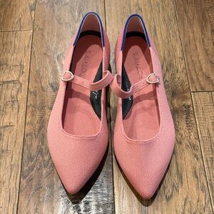 Rothy's Pink Coral Pointed Mary Jane Flats, NWOT, 7.5